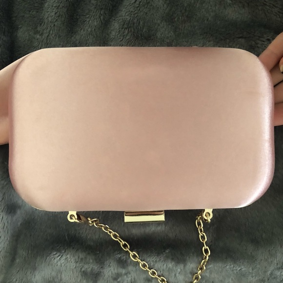 ASOS Light Pink Satin Clutch Evening Bag Like New - Picture 5 of 5